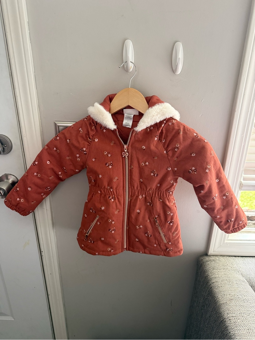 Little Lass Floral Hooded Winter Coat 4T